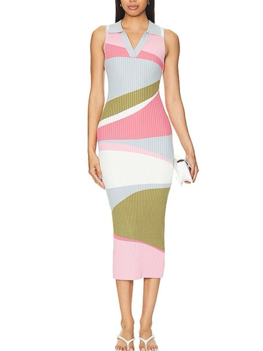 MINKPINK Abstract Printed Knit Midi Dress